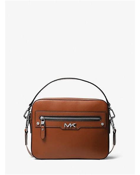 michael kors camera bag braun|Varick Leather Camera Bag .